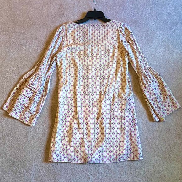 70s Flair, Ark & Co. v-neck long sleeve mini dress with bell sleeves, size Small - Picture 8 of 13